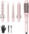 Wavytalk 5 in 1 Curling Iron,Curling Wand Set with Curling Brush and 4 Interchangeable Ceramic Curling Wand(0.5”-1.25”),Instant Heat Up,Include Heat Protective Glove & 2 Clips (Pink)