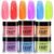 AzureBeauty 6 Colors Vibrant Neon Jelly Dip Powder Nail Kit, Bright Summer Jelly Nail Colors, French Nail Art Manicure DIY, No UV Lamp Required