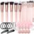 36 Pcs Makeup Brushes Set, 14 Premium Synthetic Face and Eye Brushes with Blender Sponges, Triangle Powder Puffs & Hair Clips, Professional Beauty Tool Kit for Foundation Blush Concealer, Pink