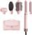 MESCOMB Dual Voltage Hair Dryer Brush – 5 in 1 Hot Air Styler Wrap with Auto Wrap Curlers, Fast Drying, Straightening & Volumizing, 100V–240V Global Travel with Storage Bag-Peach Pink