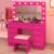 Karl home Vanity Desk with Large Lighted Mirror & Powre Outlet, Glass Tabletop Makeup Vanity Set with 9 Drawers, 45.3″ Vanity Table with 3 Color Lighting Modes, Dressing Table for Women Girls, Pink