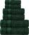 Luxury Bath Towels Set -100% Cotton- 2 Bath, 2 Hand & 2 Washcloths- Large, Thick, Fluffy, Absorbent, Quick Dry, Soft & Plush – 6 Piece Luxury Bathroom Towels – Dark Green/Forest Green