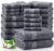 LANE LINEN 100% Cotton Bath Towels Set – 24 PCs – Durable, Quick Dry, Super Soft & Highly Absorbent – 4 Bath, 4 Fingertip, 6 Hand Towels, 8 Washcloths, 2 Bath Sheets – Perfect Family Set – Cool Grey